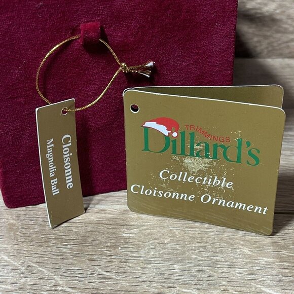 Cloisonné Ornament 2002 Dillards Christmas Tree Decor Red Velvet Box Included - Picture 10 of 12